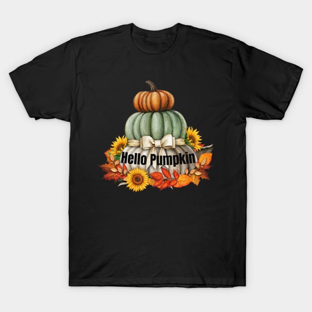 Happy Fall Hello Pumpkin Retro Fall Autumn Vibes T-Shirt by BellaPixel